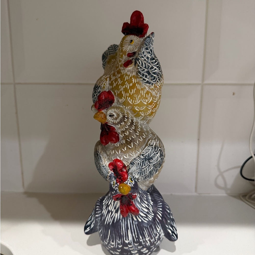 Rustic Farmhouse Stacked Chicken Figurine Country kitchen thanksgiving eastern